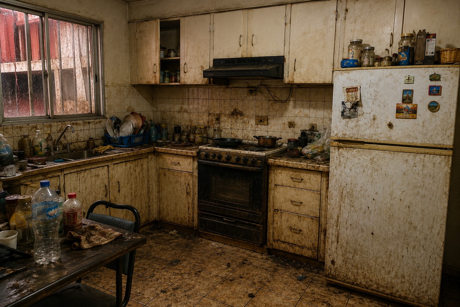 Cocina antes de una limpieza profunda
